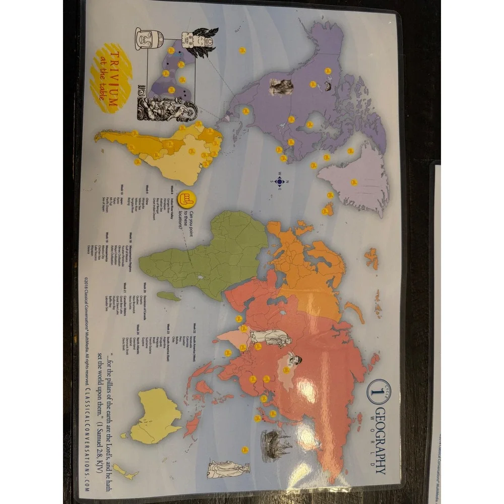 Classical Conversations Cycle 1 Geography World Africa Laminated placemats (4)
